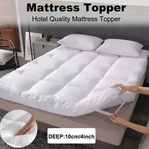 Hotel Quality Mattress Topper 10cm Deep Thick Single Double King Super All Sizes - Picture 1 of 30