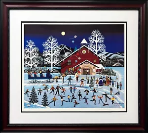Arte litografia firmata a mano con cornice Jane Wooster Scott "Moonlight Merriment" - Foto 1 di 5