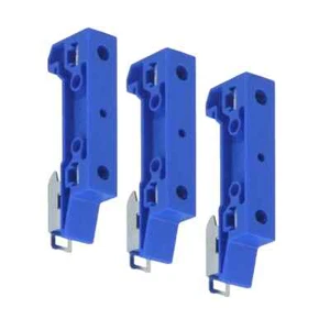 3x Halterungen für 35mm DIN-Hutschiene 2x Gewinde M4 blau, für Platinen/Gehäuse - Bild 1 von 3