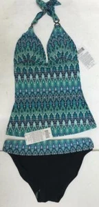 NWT GOTTEX swimsuit black aqua FIRE and ICE 6 tankini NWT - Picture 1 of 8