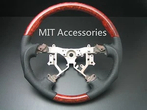 FOR Toyota SEQUOIA 2003-07 BURL wood BLACK Genuine LEATHER steering wheel-SPORTS - Bild 1 von 5