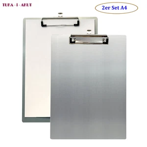 2er Aluminum Klemmbrett A4 Schreibbrett Clipboard Schreibplatte TKD8025 Grau - Bild 1 von 10