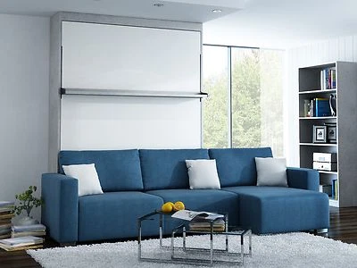 Wandbett mit Sofa Ecke Leggio Linea LW 90 x 200 cm Chicago Hellgrau Weiß - Bild 1 von 4