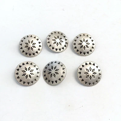 6 Metal Silver Buttons Southwest Western Shank Sewing 22 mm #MT2 - Image 1 of 4