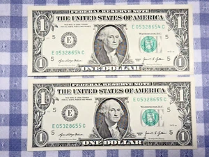 $1 2021 2 BILLETES DE LA RESERVA FEDERAL BLOQUE E/C (fw) (RICHMOND “E”) AU-UNC SP5 - Imagen 1 de 2