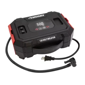 Husky Reifen Luftkompressor Inflator 120 Volt Steckdose Tragbar Auto LKW Fahrrad Pumpe - Bild 1 von 11