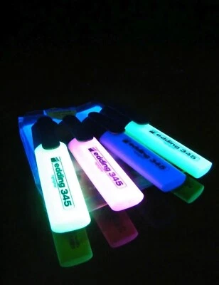Textmarker 4 x Neon Stift für Schwarzlicht geeignet edding 345 Leuchtstift  - Bild 1 von 4