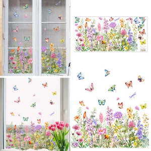 Colorful Butterfly Flower Window Wall Stickers Living Room DIY Decor Home Decals - Picture 1 of 12