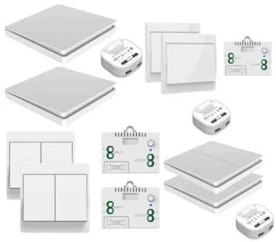 Funk Schalter Set Funk Empfänger batterielos Wandschalter Lichtschalter Taster - Bild 1 von 4