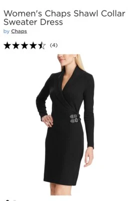 Chaps Womens XL Navy Shawl Collar Sweater Dress Long Sleeve - Image 1 of 4