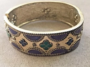 Vintage Nicole Miller Cuff bracelet enameled flower Bali style 7" - Picture 1 of 1