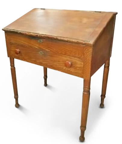 c.1825 American Federal Slant Front Desk Original Grain Painted Folk Art Cover