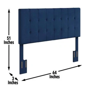 Steve Silver Headboard 50.70" H X 64.20" W, Queen Polyester Upholstery Navy Blue - Picture 1 of 8