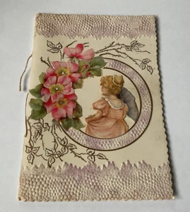 Antique Victorian sentiment card book embossed Loves Richest Gift - Picture 1 of 10