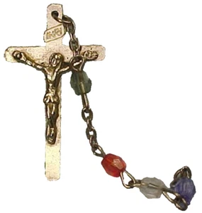 Cross Crucifix Medal from Rosary Silvertone Aluminum Beads Catholic Vintage - Picture 1 of 3