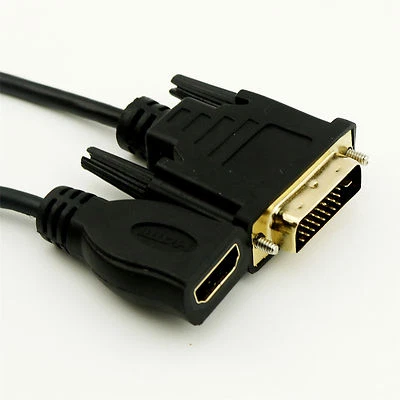 HDMI-compatible Female to DVI-D (24+1 Pin) Monitor Display Adapter Cable HD HDTV - Image 1 of 4