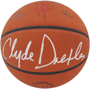 Clyde Drexler Signed Wilson Houston Rockets Logo NBA Basketball - (SCHWARTZ COA) - Picture 1 of 1