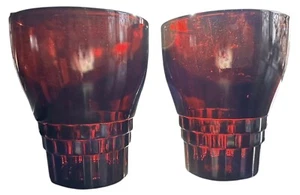 Vintage Anchor Hocking Royal Ruby Windsor Tumbler Set of 2 Cube Bottom - Picture 1 of 7
