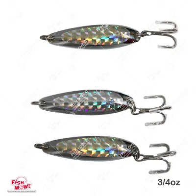 Peces 3 piezas ¡GUAU! Plantilla cuchara cocodrilo 3/4 oz 0,75 oz trolling plata fundición cebo NUEVO Foto 1 de 4
