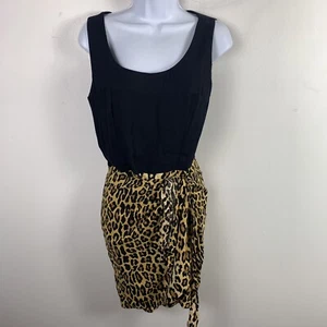 Alyn Paige Womens Sleeveless Dress Sz S Black Brown Animal Print Knee Length - Picture 1 of 11