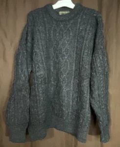 Maglione grosso Callan Country Ireland lana cavo lavorato a maglia grigio antracite taglia XXL - Foto 1 di 5