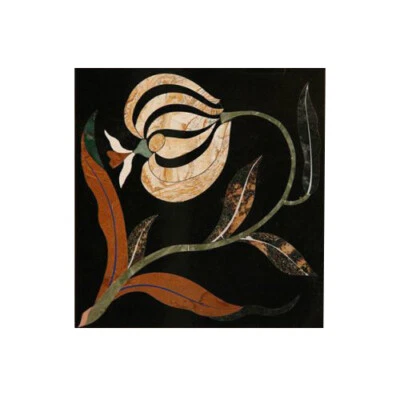 12" Marble corner table top center semi precious handmade work decor - Image 1 of 3