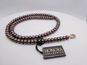 New Sterling Silver Hanora Necklace Peacock Pearl 6 mm Beaded 18" New With Tags - Picture 1 of 12