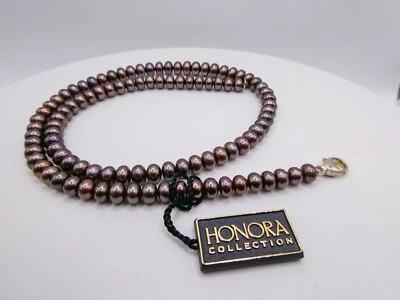 New Sterling Silver Hanora Necklace Peacock Pearl 6 mm  Beaded 18" New With Tags - Image 1 of 4