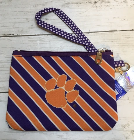Clemson University Tiger Paw Orange And Purple Wristlet (6.5x4.5) NEW Cover