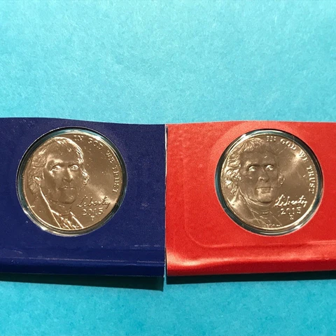 2015 P&D Jefferson Nickel  From Mint Set Unc     FREE SHIP Cover