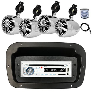 Pyle Marine CD Radio, Adapter,Spa Bezel, Ant, Wire, 4x 2.25" 10W Chrome Speaker - Picture 1 of 8