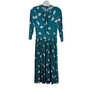 MODCLOTH Damen Gr. S Waschbär Print 3/4. Ärmel Stretch Mock Neck Midikleid - Bild 1 von 5