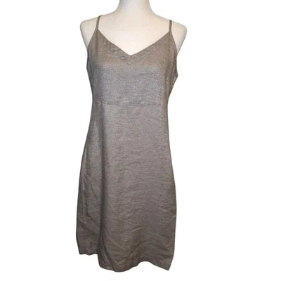 Vestido Eileen Fisher Cami Mujer Talla S/P Plateado Brillante Lino Pesado Brillo Foto 1 de 4
