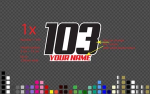 Custom Race Number Name Sticker Decal Vinyl Racing Dirt bike MX Motocross 2~15cm - Picture 1 of 1