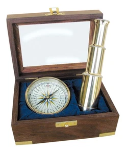 Marine-Set aus Holz/Messing/Glas 15 cm Sea-Club - Bild 1 von 1