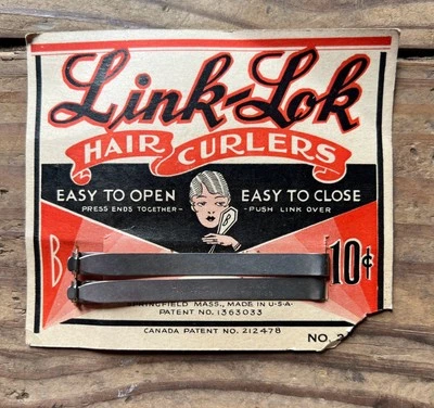 Антикварные бигуди 20-х годов с зажимом для бородки и откидным верхом для пальцев и волн из запасов карт с бисером - Изображение 1 из 2