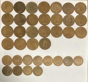 Restposten. 25 Vordezimal Pennies & 12 PD Half Pennies verschiedener Qualitäten und Jahrgänge - Bild 1 von 2
