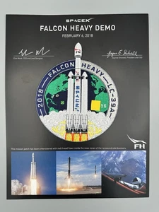 SpaceX Flown Thread Falcon Heavy Demo Employee Numbered Patch Facsimile Sig - Picture 1 of 10
