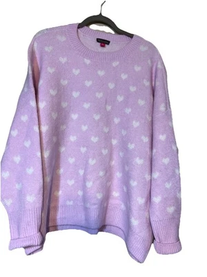 Suéter Vince Camuto San Valentín Rosa Blanco Corazones Manga Larga Acogedor O53 Foto 1 de 4