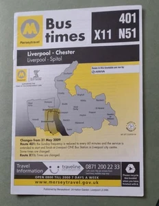 Liverpool - Chester Bus Timetables 401,X11 & N51. Published 31st May 2009. - Picture 1 of 1