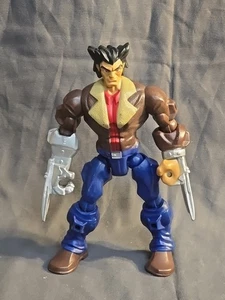 Marvel Super Hero Mashers Wolverine Figura Logan 6” Completo Cappotto Costume Marrone - Foto 1 di 2