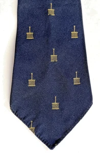 Vintage tie All Silk navy blue with gold logo classic post-war mens wear - Picture 1 of 3