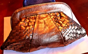 Lauren Merkin Clutch Handtasche Clutch Metallic Bronze klein 10" x 6" TOP - Bild 1 von 6