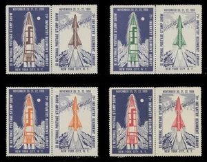 ASDA BRIEFMARKENSCHAU ETIKETTEN - 1959, GEZÄHNT, 8ER SET (4 PAAR) - Bild 1 von 2