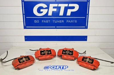 JUEGO DE PINZAS DE FRENO DELANTERAS TRASERAS PINTADAS NARANJA 10-15 CHEVY CAMARO SS OEM BREMBO Foto 1 de 4