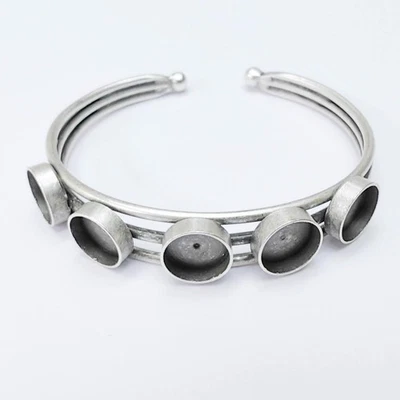 Pulsera Ajustable Plata 5 Ajustes, Brazalete Latón Bisel Blanco 10mm G37545 Foto 1 de 4