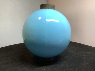 Antiguo pararrayos 4 pulgadas redondo Robin huevo azul leche bola de vidrio con tapas Foto 1 de 4