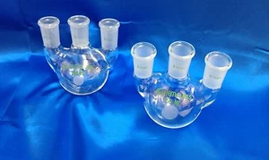 2ea 250mL Vertical Heavy Wall 24/40 3 Neck Round Bottom Flask - Picture 1 of 1