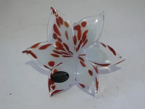 VINTAGE MURANO GLASS FLOWER ORIGINAL STICKER INTACT. - Foto 1 di 6