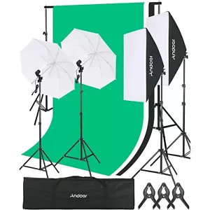 Andoer Softbox Lighting Kit 5500K 45W Light Bulb, Photography Lighting Kit with - Picture 1 of 13